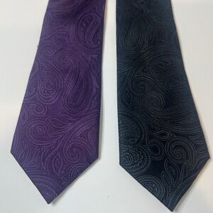 Donald J Trump Signature Collection Paisley 100 Silk Tie Set of 2 Purple & Black